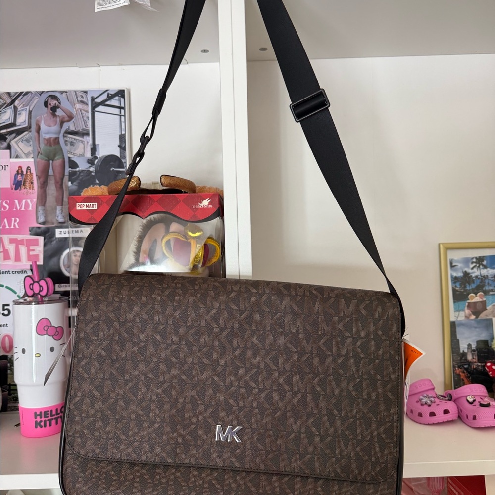 Michael Kors Dark Brown MK Logo Messenger Bag